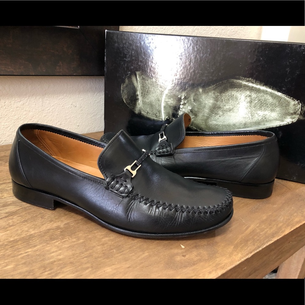 Magnanni Mens Black Leather Dress Shoes EUR Size 41 / US Size 8